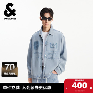 印花牛仔夹克外套翻领宽松休闲上衣 新款 杰克琼斯BSQ联名款 秋季