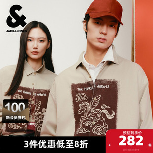 衬衫 杰克琼斯男装 马图案印花休闲宽松长袖 马年生肖新年款 外套 春季