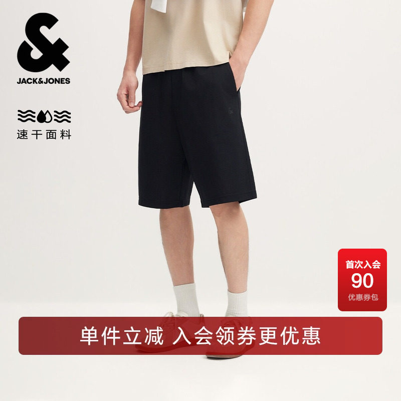 【速干】杰克琼斯奥莱夏男款短裤子宽松针织面料精致立体胶印时尚