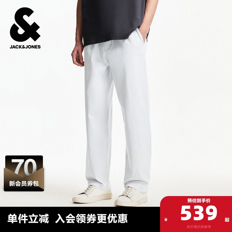 杰克琼斯男装秋季休闲裤宽松直筒时尚潮流松紧抽绳插袋款长裤裤子