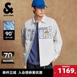杰克琼斯NBA联名湖人队冬季羽绒服宽松翻领运动风百搭外套上衣