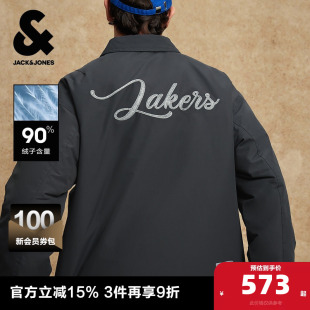羽绒服翻领宽松外套 冬季 杰克琼斯NBA联名湖人队2025年新款 男装