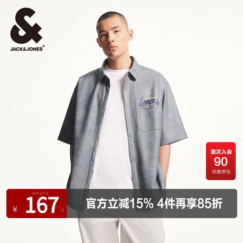 杰克琼斯短袖衬衫宽松潮流