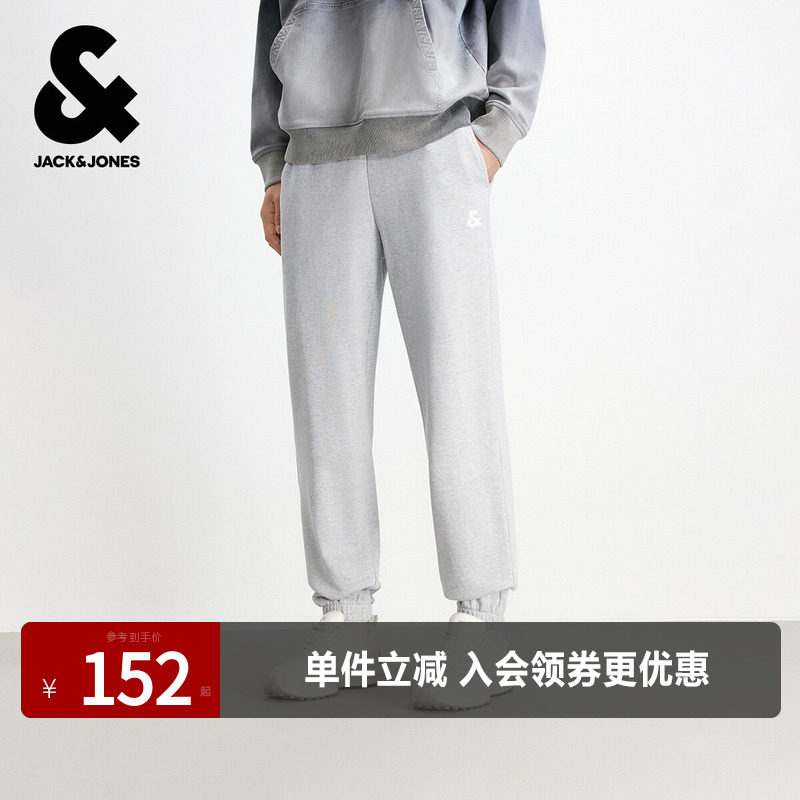 杰克琼斯男装春秋新款抽绳休闲百搭日常纯棉舒适合体收脚口卫裤子
