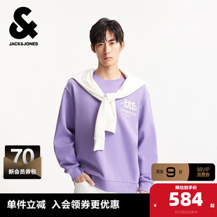 杰克琼斯春季卫衣NBA联名宽松版型圆领NBA联名刺绣湖人队款