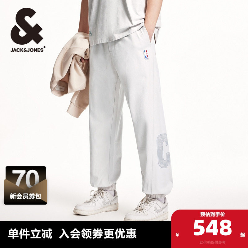 杰克琼斯NBA联名款男装夏季卫裤子凯尔特人队字母纯棉宽松束脚裤