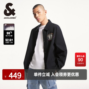 杰克琼斯outlets冬季NBA联名运动翻领字母宽松羽绒服外套男装