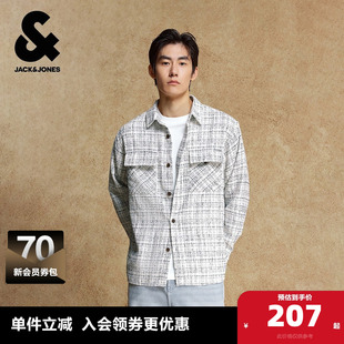 秋季 简约舒适格纹宽松休闲长袖 新款 百搭时尚 外套 衬衫 杰克琼斯男装