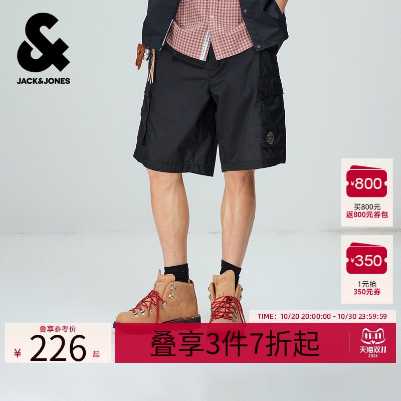 杰克琼斯奥特莱斯男装短裤夏季裤子宽松精致字母logo印花时尚潮