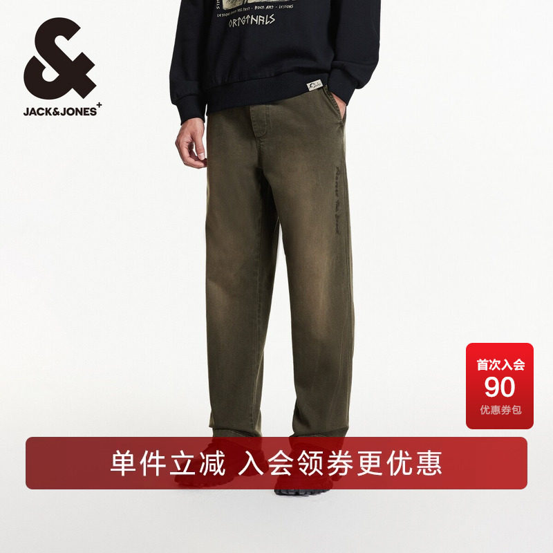 杰克琼斯奥特莱斯男装春秋款休闲裤精致刺绣裤子百搭舒适宽松长裤