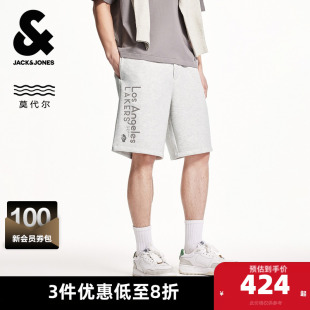 湖人队植绒字母图案休闲短裤 杰克琼斯男装 新款 夏季 子 NBA联名款