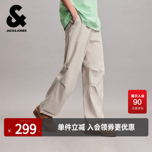 廓形版型，按扣腰头，松紧抽绳腰头
