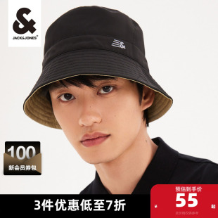 杰克琼斯outlets男秋简约舒适衣服都市休闲logo胶印渔夫帽男装