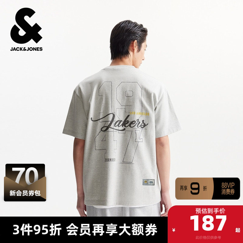 杰克琼斯男装夏季新款NBA联名T恤宽松运动风百搭舒适纯棉短袖