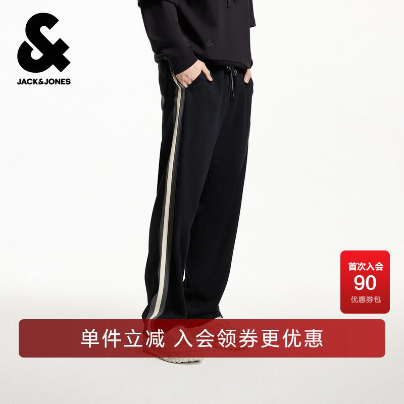 杰克琼斯男装春秋休闲裤长裤子拼接撞色简约高级感百搭舒适宽松
