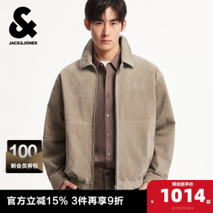 外套 皮衣奥特莱斯翻领立体刺绣logo长袖 杰克琼斯男装 春秋季