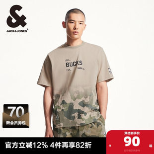 短袖 NBA联名雄鹿队衣身迷彩渐变短袖 T恤男款 夏季 男装 杰克琼斯男士