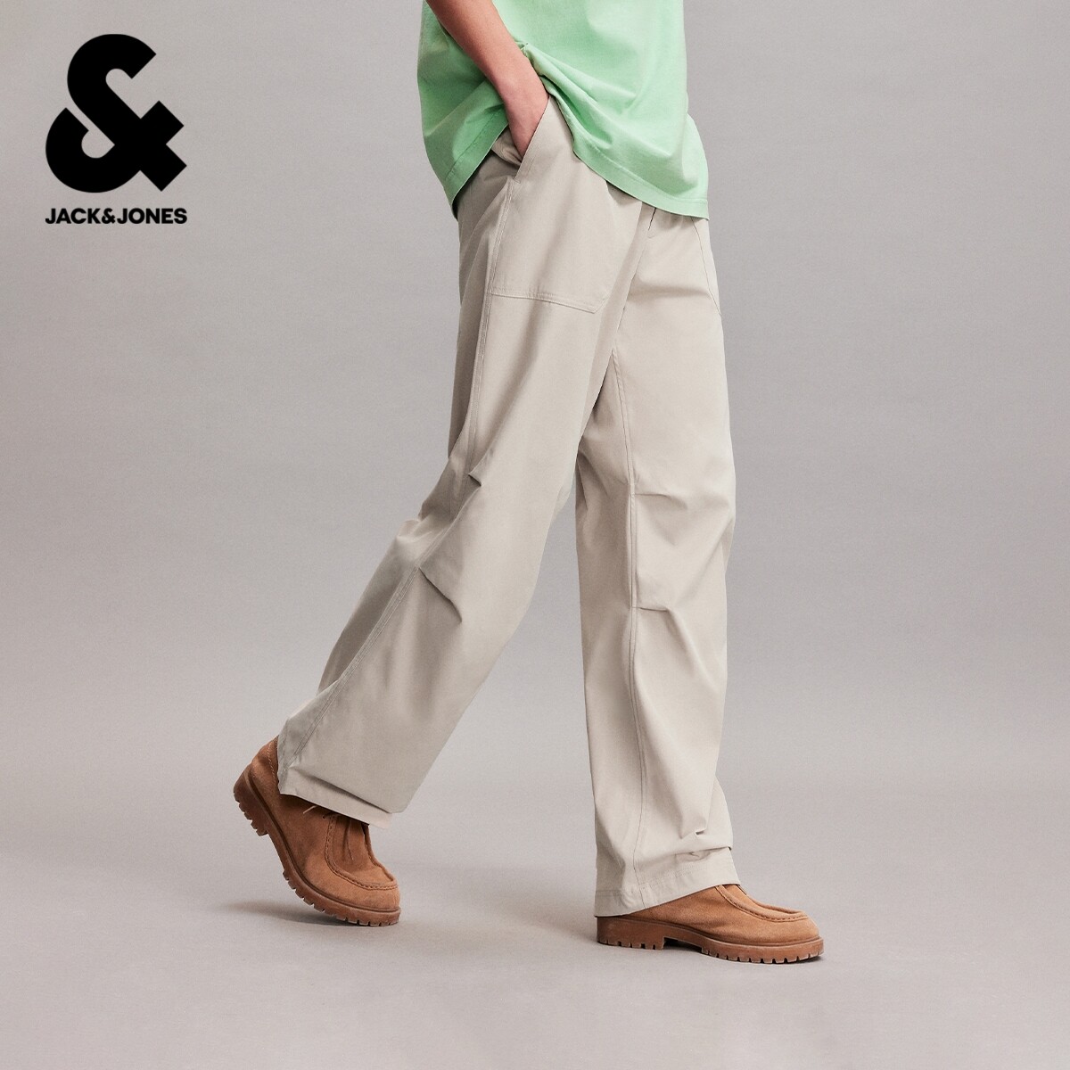 杰克琼斯奥特莱斯男装长裤休闲裤百搭舒适轻运动风3D立体字母设计