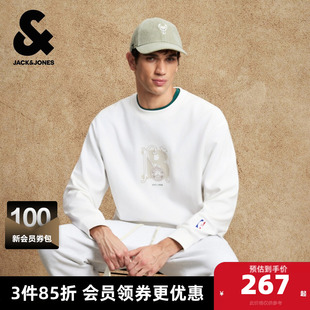 杰克琼斯NBA联名雄鹿队2025年新款男装春秋季卫衣圆领字母上衣