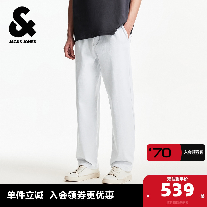 杰克琼斯男装秋季休闲裤宽松直筒时尚潮流松紧抽绳插袋款长裤裤子