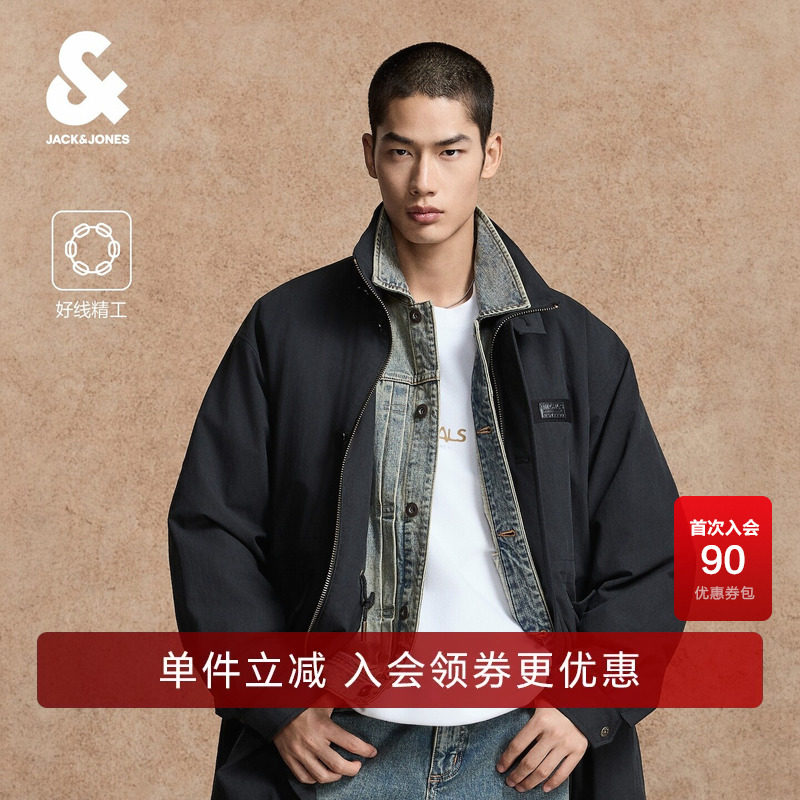 杰克琼斯秋冬男装新款廓形外套立领贴布休闲通勤棉服潮226409030
