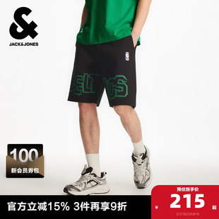 子 字母印花松紧弹力抽绳日常休闲短裤 杰克琼斯夏季 NBA联名男装