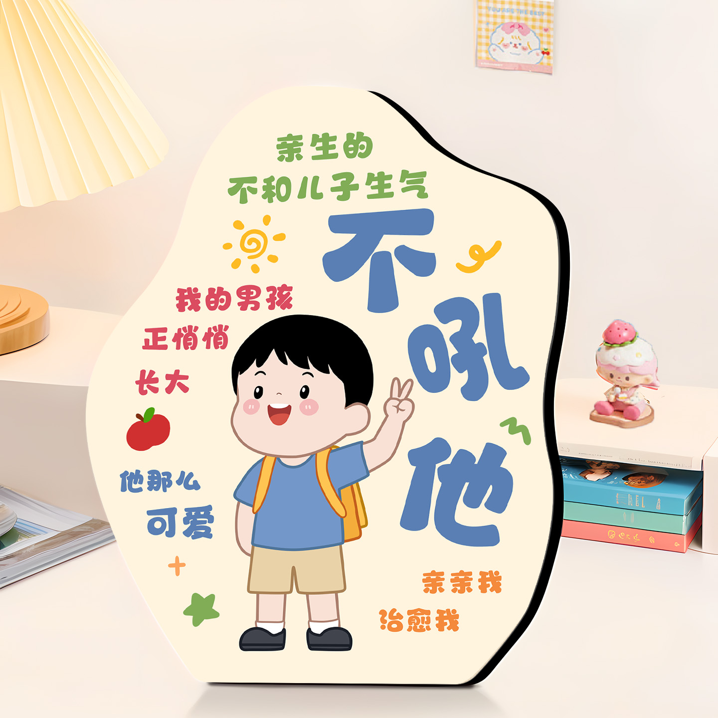 别和孩子生气字画小摆台