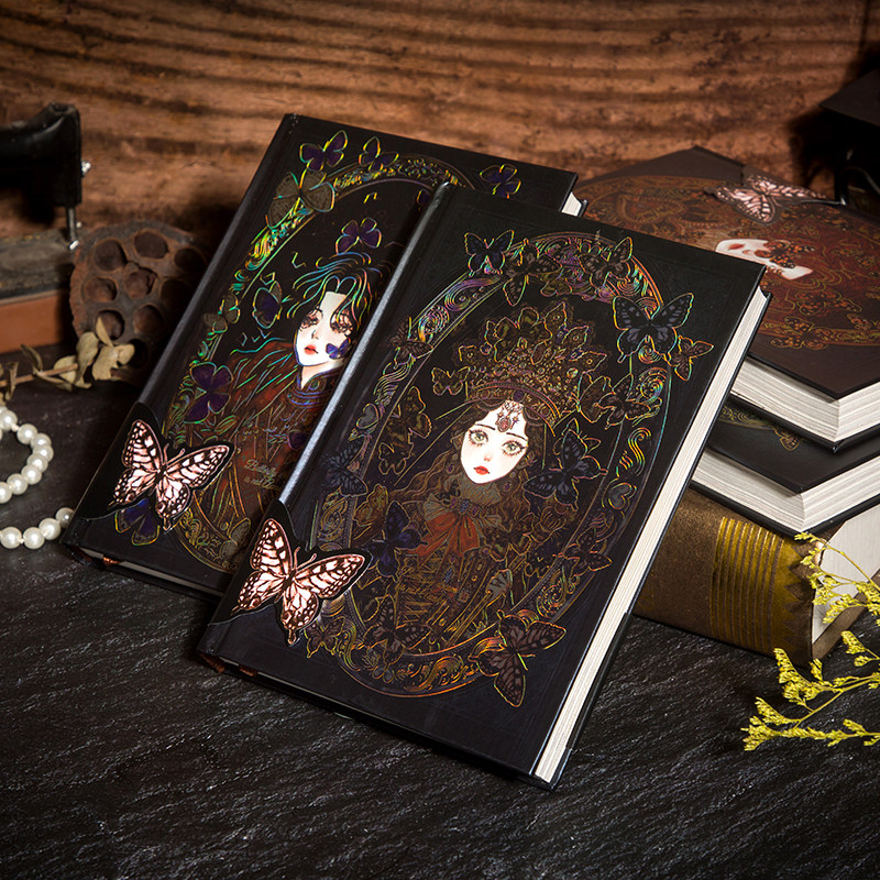 创意复古哥特风手帐本文艺青年手绘烫金欧式人物彩色精装笔记本子
