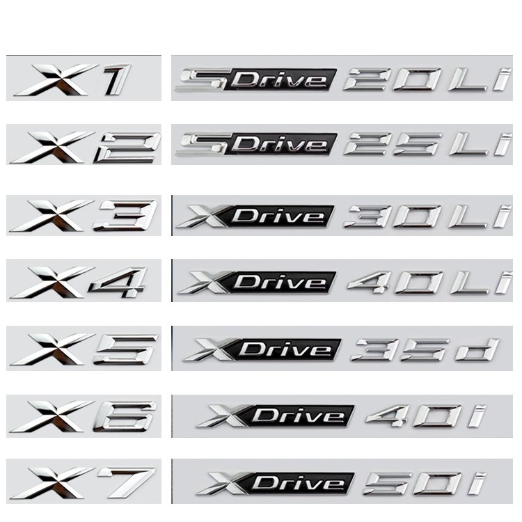 适用于新款宝马车标X1X2X3X4X5X6X7车贴XDrive40LiSDrive四驱尾标