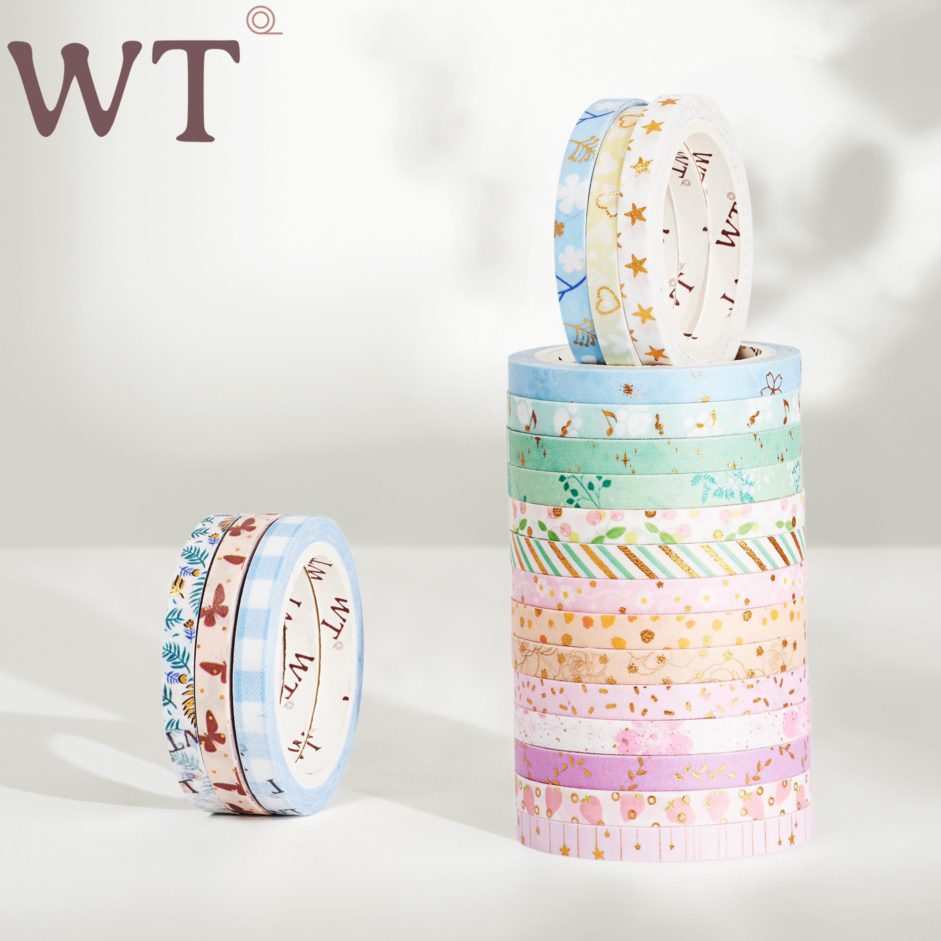 WT品牌原创20卷夏日恋曲烫金手账5mm切割线 线窄胶带清新花边