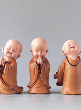 慧能小和尚禅意摆件笑佛沙弥玩偶小佛像弥勒佛盆景人物迷你装饰品