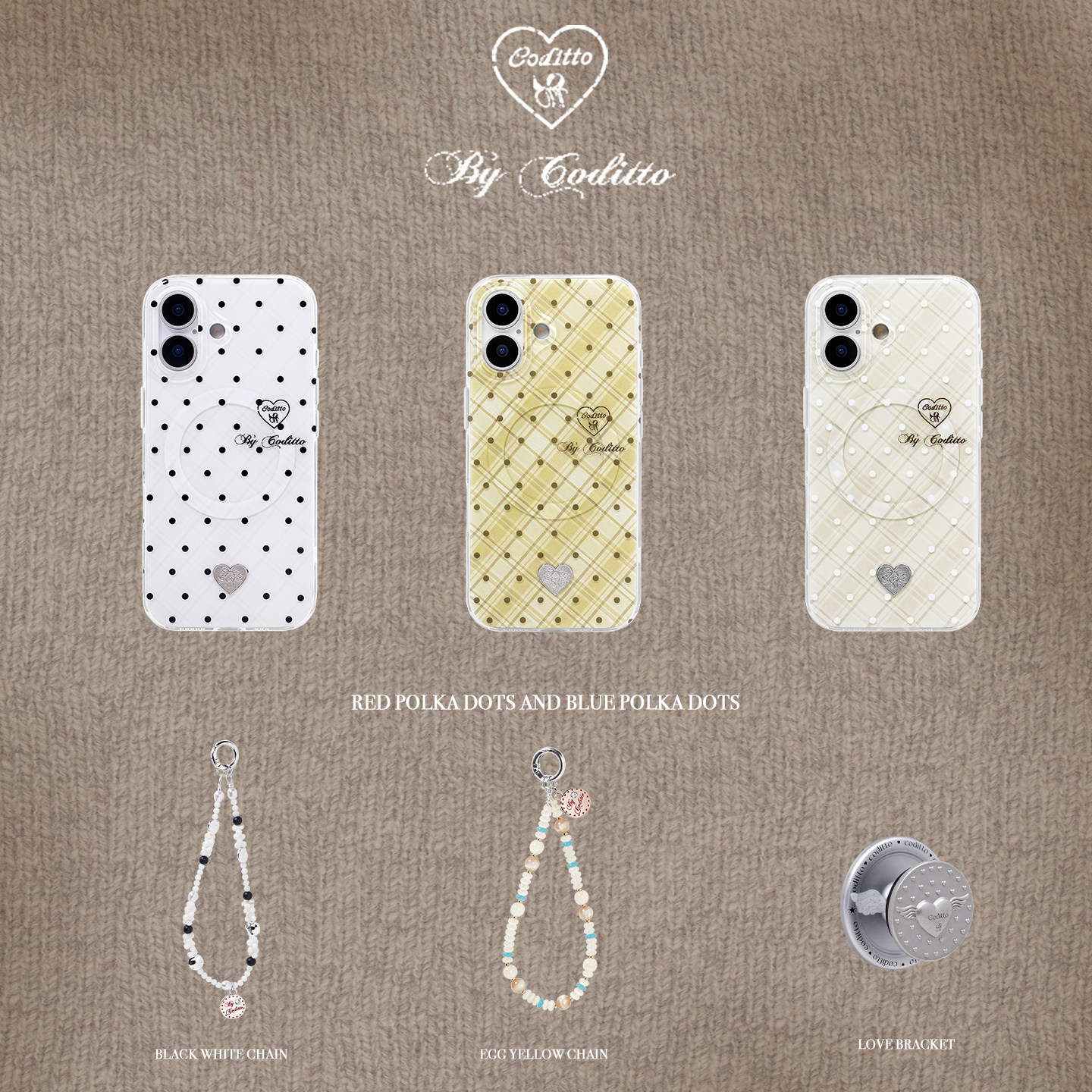 coditto奶杏格纹波点系列双层印花磁吸适用苹果17proma