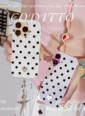 coditto蝴蝶结波点双层印花适用苹果16promax15pro16手机壳经典简约高级iphone15promax16pro15保护套少女