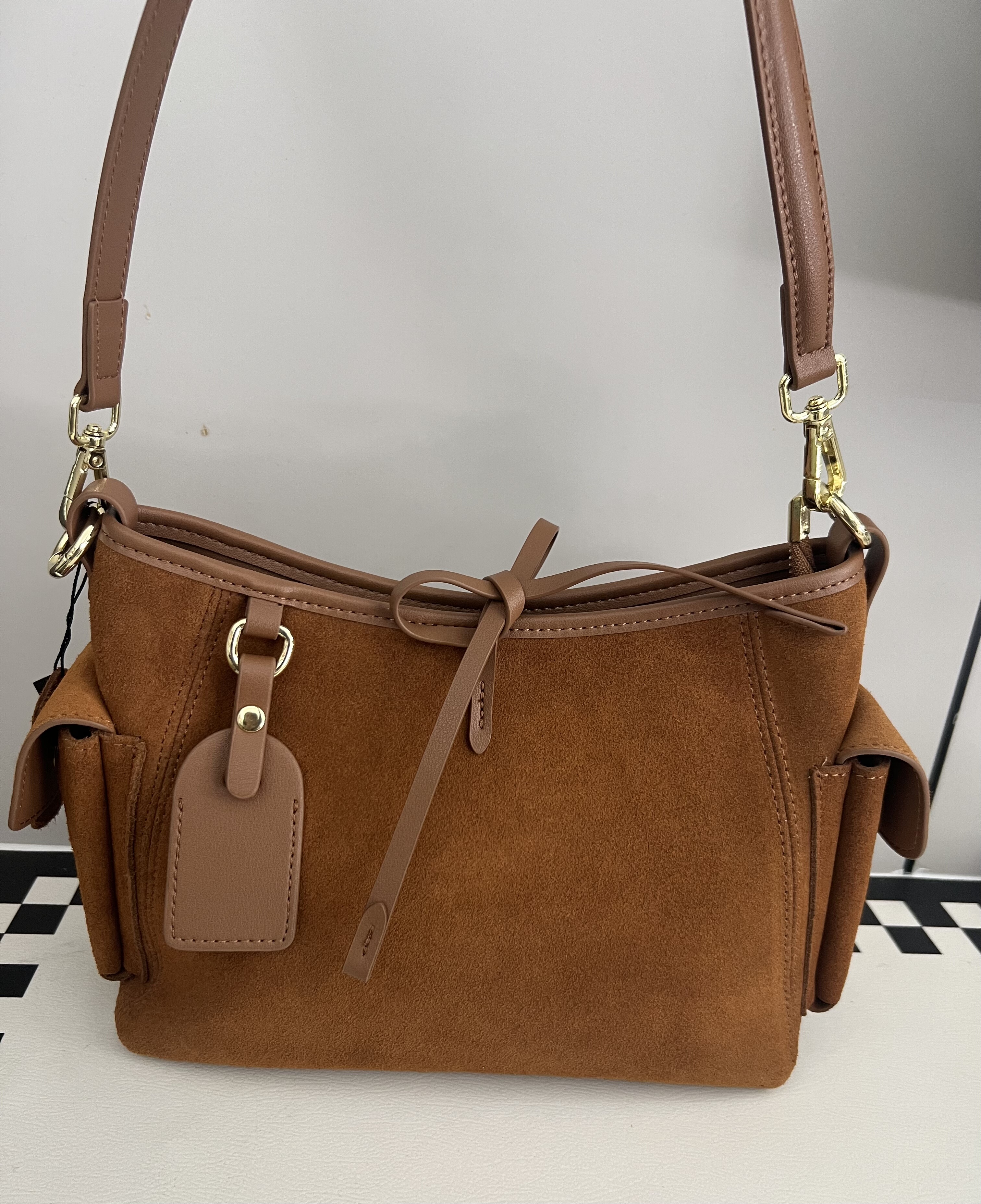 头层反绒牛皮Carryall托特包 复古软皮大容量 可斜挎单肩女包