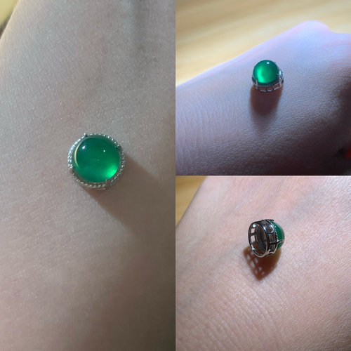 天然绿玉髓碧玉通体925银镶手串隔珠万能配件