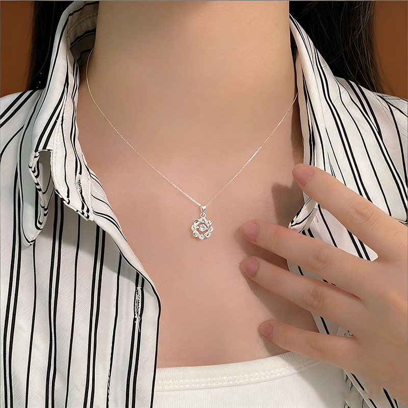 S999足银灵动八芒星项链女轻奢小
