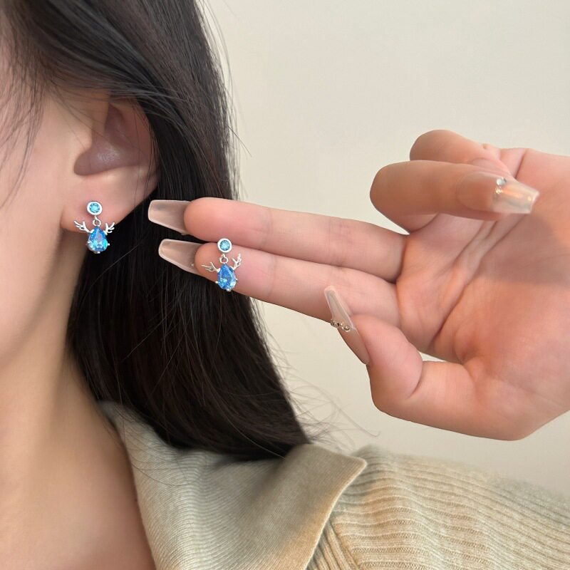 999足银一鹿有你耳钉女轻奢高级