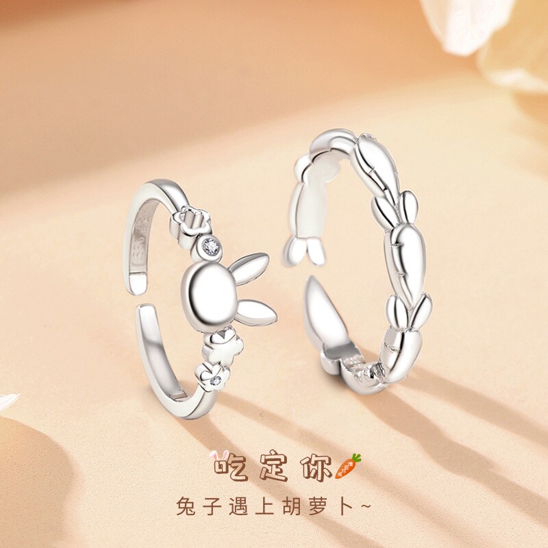 新款s999足银韩版甜美兔子萝卜情