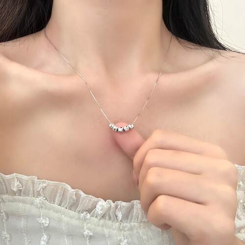 s925纯银五福临门项链女韩版简约