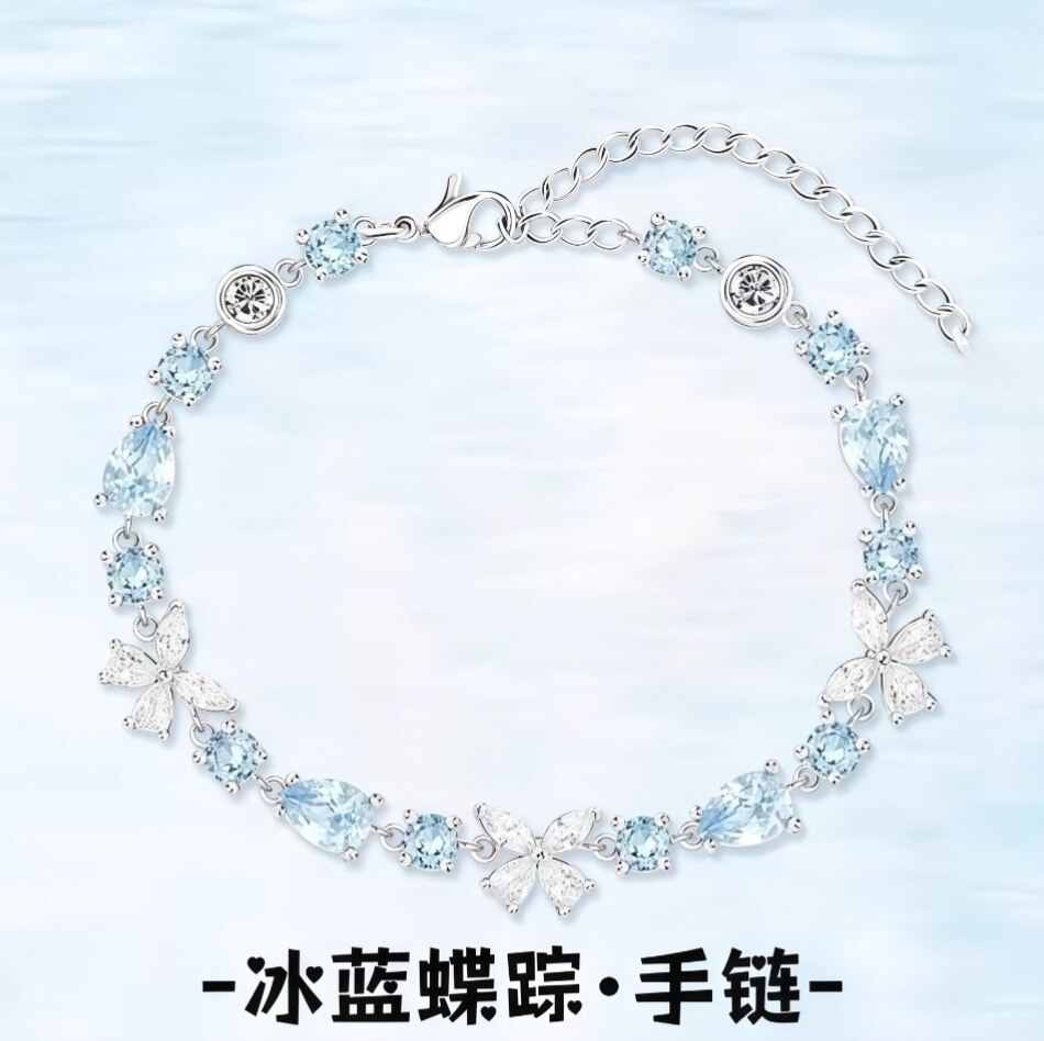 S999足银冰蓝蝶踪手链轻奢小众时