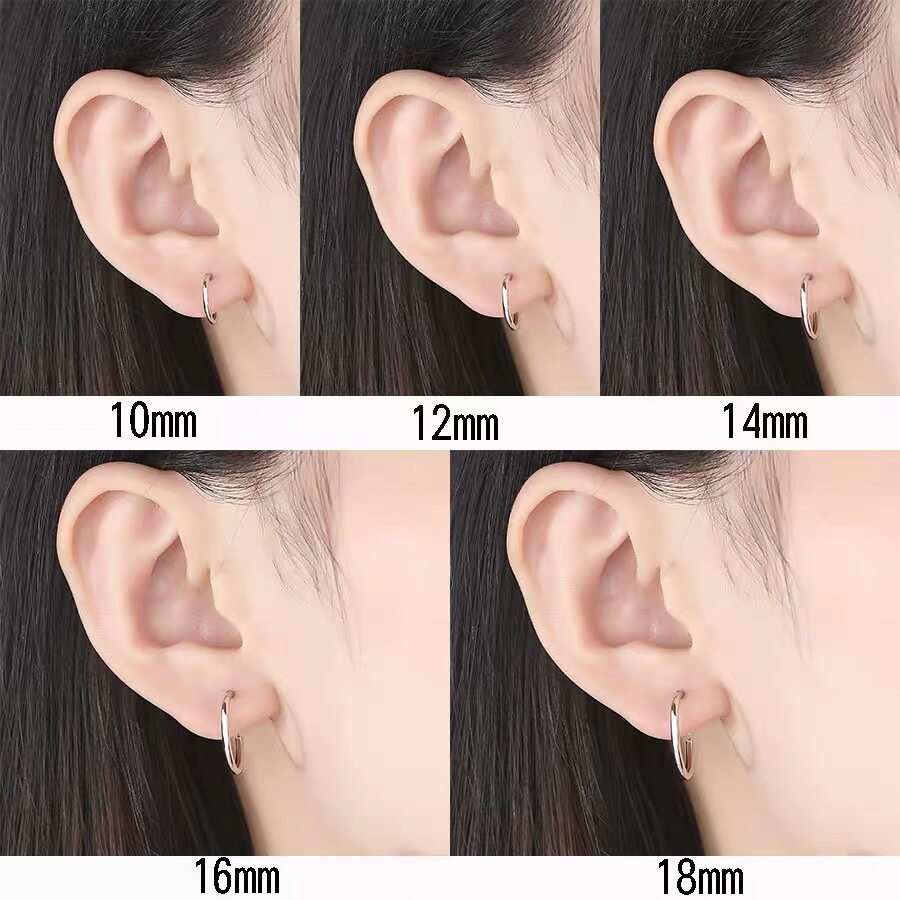 s925纯银关节活扣素圈耳环女简约