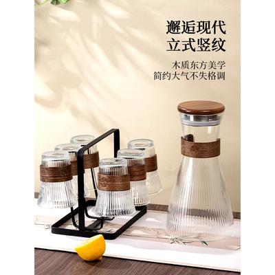 冷水壶玻璃耐高温防爆大容量凉水壶中式待客水杯家用套装耐热茶壶