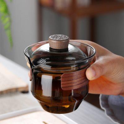 盖碗茶杯耐热防烫三才玻璃盖碗单个泡茶碗大号功夫茶具茶碗带盖