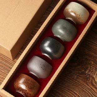 粗陶五大名窑品茗杯 陶瓷水杯 五行茶杯主人杯小单杯 功夫茶具日式