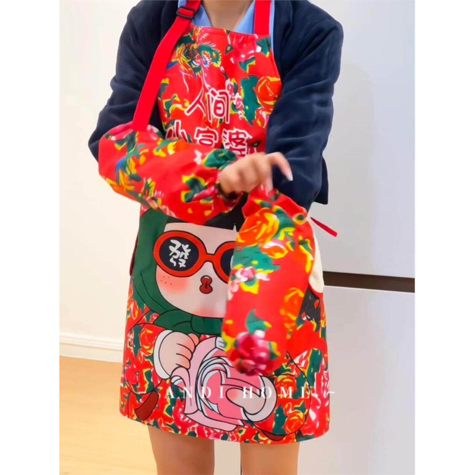 新东北大花布时尚厨房家居围裙特色餐厅节日防护服工作服围裙