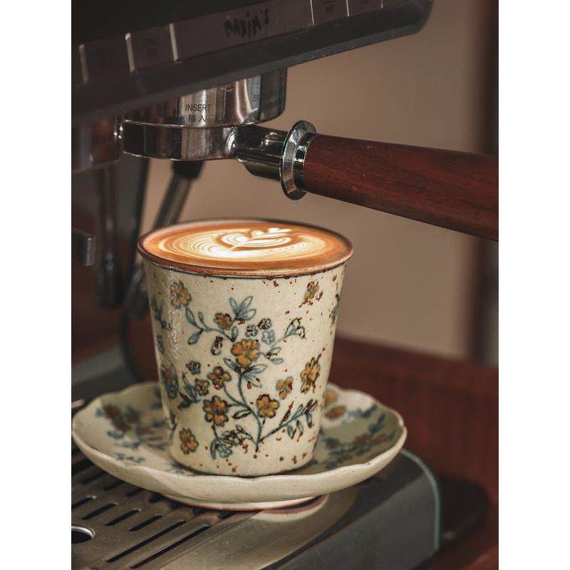 景德镇余小集覆古手作陶瓷釉下彩手握杯原创精致咖啡拉花杯中古杯