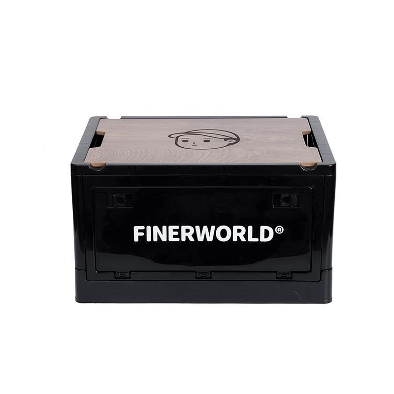 FINERWORLD露营户外家居摆件折叠收纳箱木质盖储物箱车载后备箱