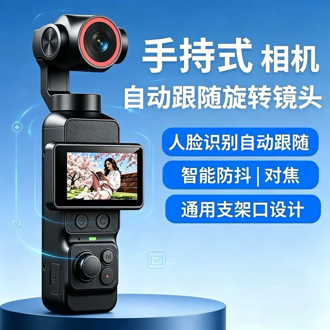 4K旋转云台人脸跟踪防抖运动相机