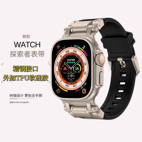 iwatch探索者不锈钢氟胶透气表带