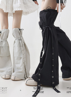 Solost 工装风户外腿套女抽绳可调节绑带机能风辣妹过膝长筒袜套